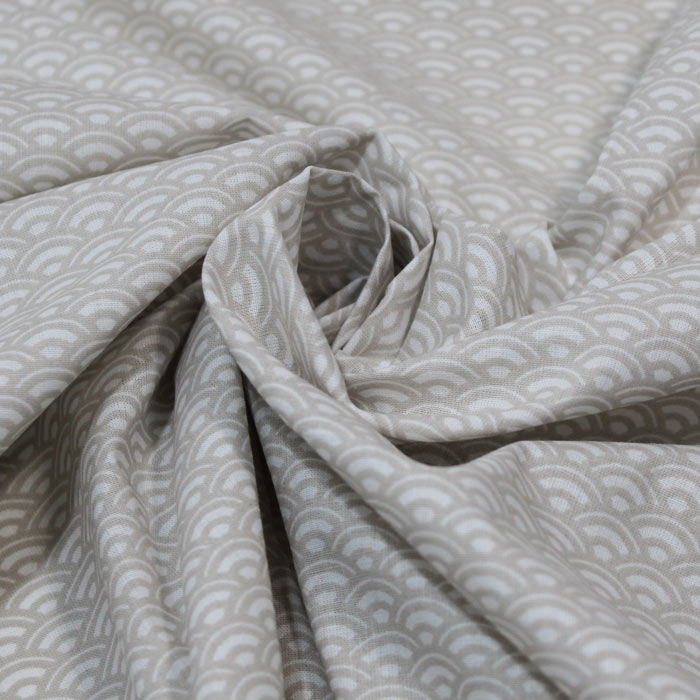 Saijo, blanc et beige, coton français