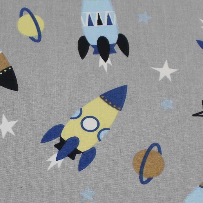 Fat quarter, Fusee, Gris, Cotone francese