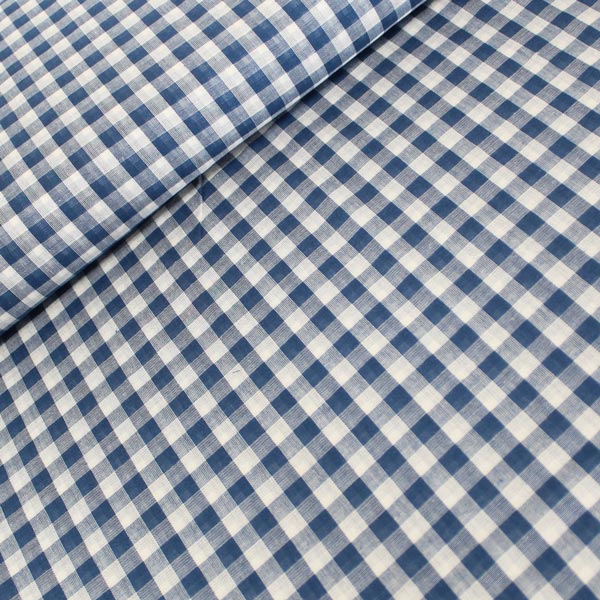 Gingham, doppia garza vichy, blu fiume