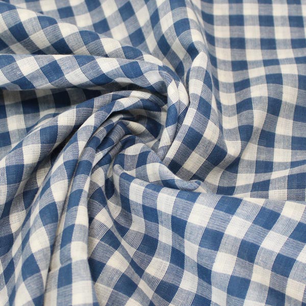 Gingham, doppia garza vichy, blu fiume