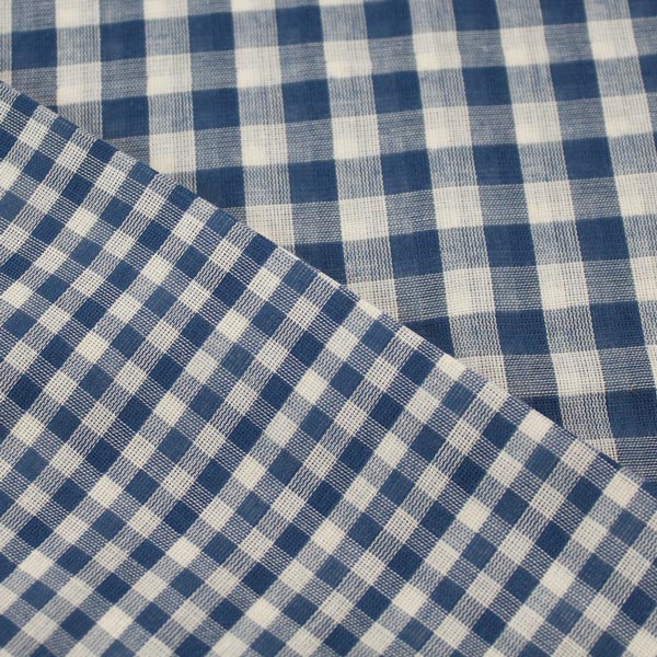 Gingham, doppia garza vichy, blu fiume
