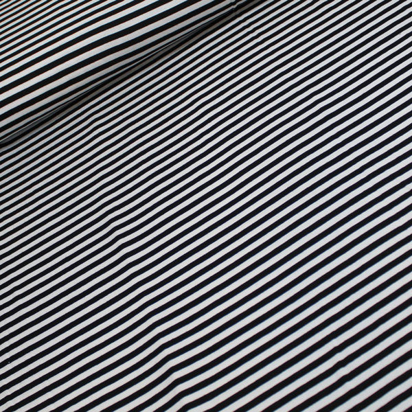 Breton Stripes, nero e bianco, Jersey di viscosa