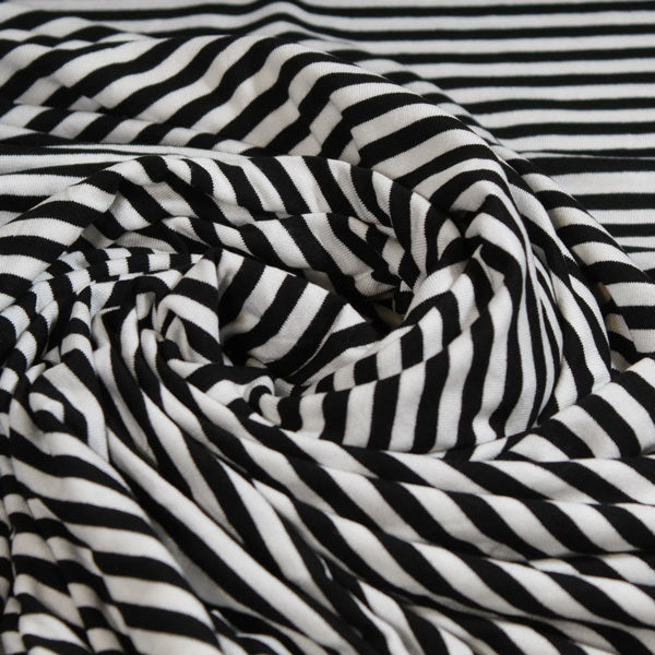 Breton Stripes, nero e bianco, Jersey di viscosa
