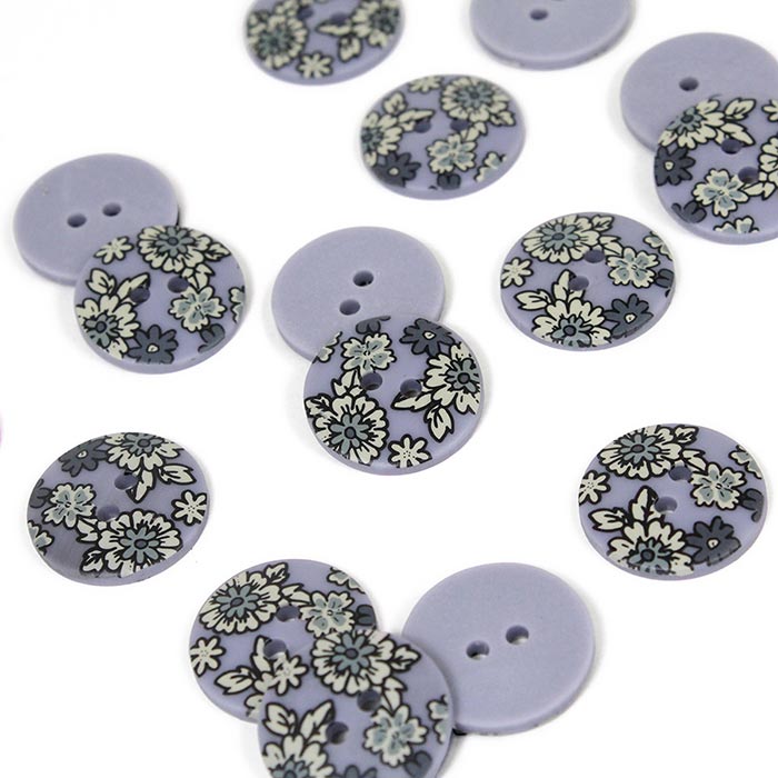 Bouton liberty gris lavande - différentes tailles