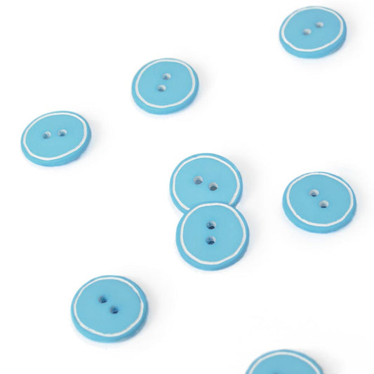 Bottone bordato azzurro - varie misure
