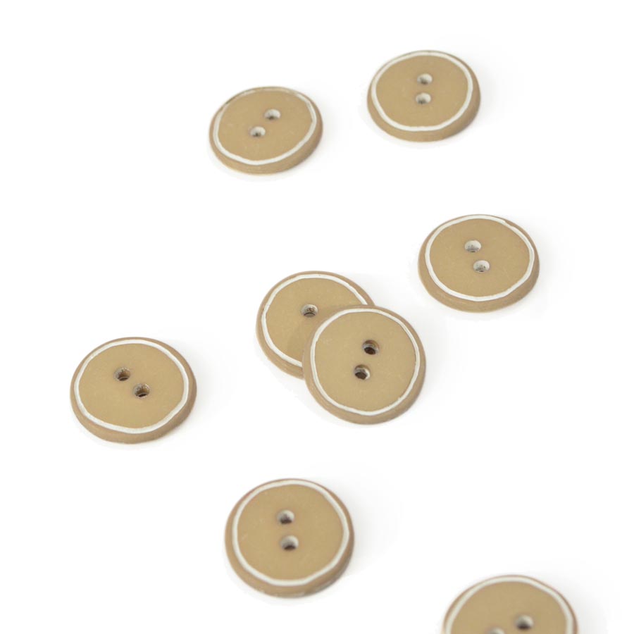 Bouton bordé beige - différentes tailles