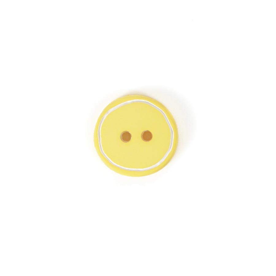 Bouton bordé jaune - différentes tailles