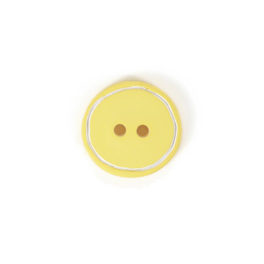 Bouton bordé jaune - différentes tailles