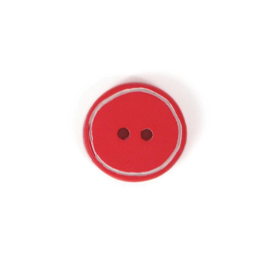 Bottone bordato rosso papavero - varie misure