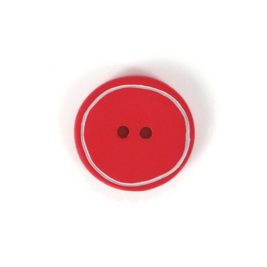 Bottone bordato rosso papavero - varie misure