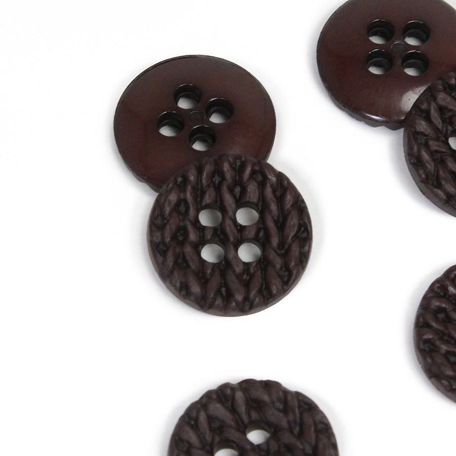 Bouton en laine chocolat noir - différentes tailles