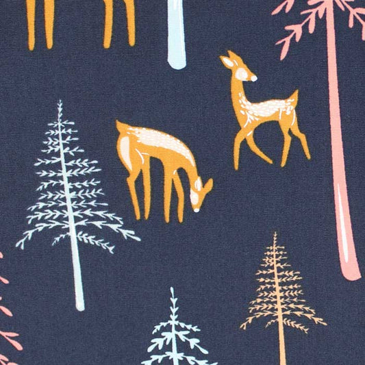 Fat quarter, Among the forest, Blu notte, Cotone americano