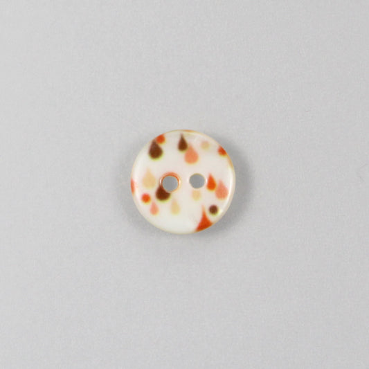 Bottone di madreperla, gocce arancione, 11 mm