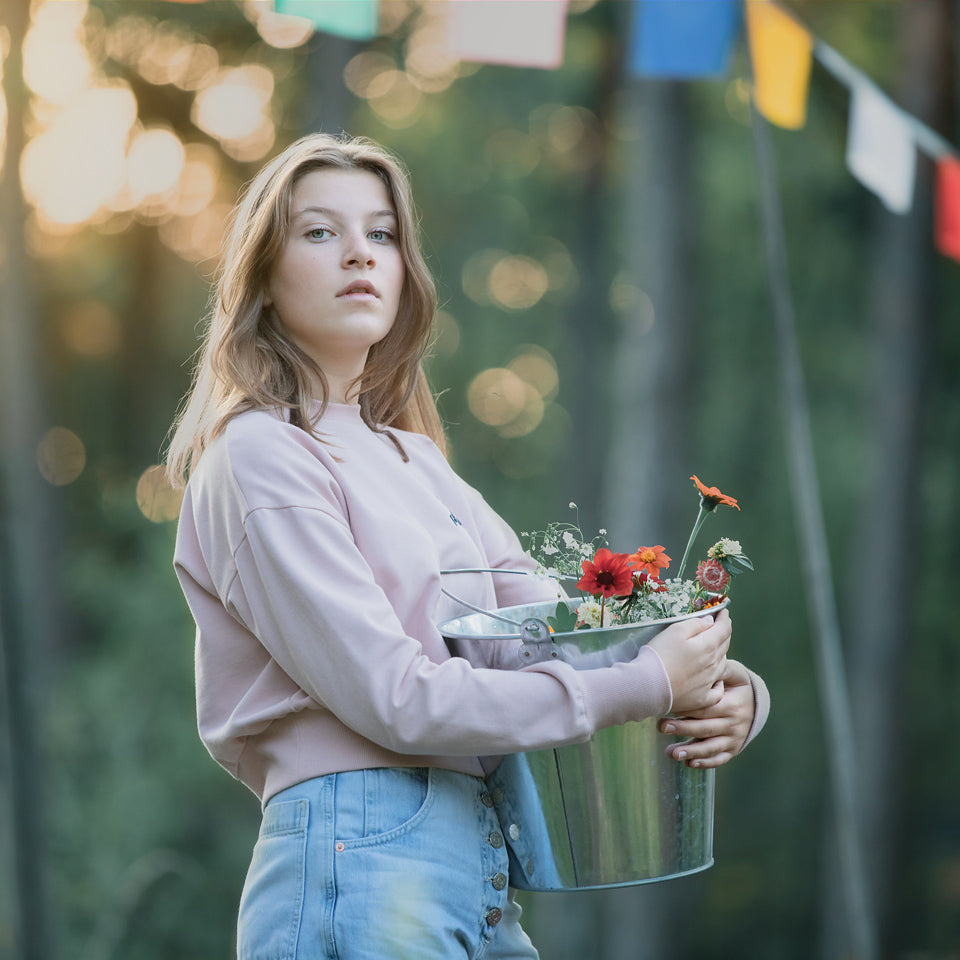 French Terry, rose poudré, polaire brossée