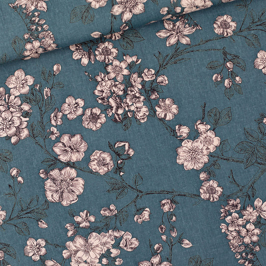 Cherry blossom, North atlantic blue, Lino e viscosa
